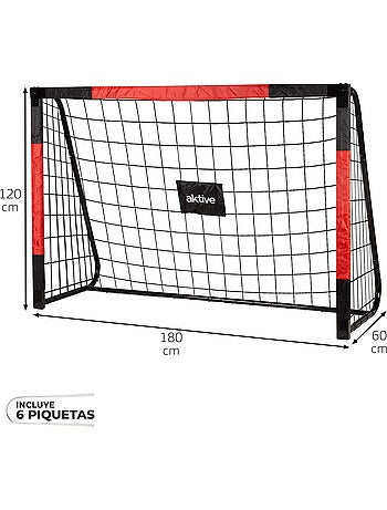 Aktive portería de fútbol 180x60x120 cm de acero con red resistente y 6 piquetas