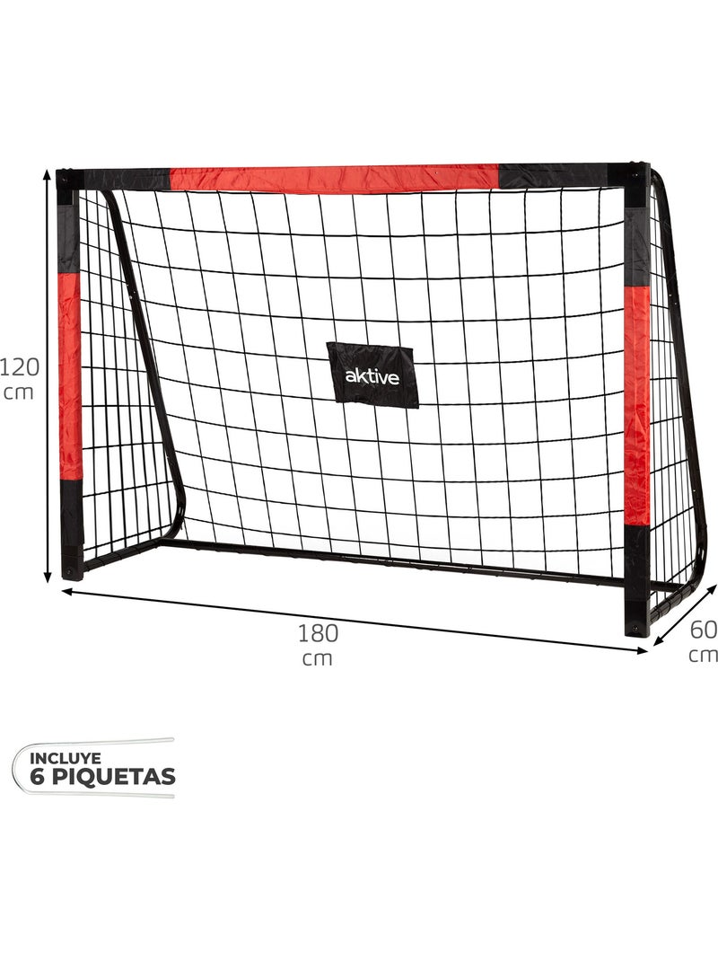 Aktive portería de fútbol 180x60x120 cm de acero con red resistente y 6 piquetas N/D - Kiabi