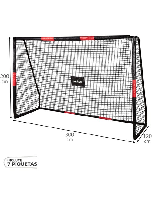 Aktive portería de fútbol 300x120x200 cm estructura con protección, red y piquetas - Kiabi Aktive portería de fútbol 300x120x200 cm estructura con protección, red y piquetas - Kiabi