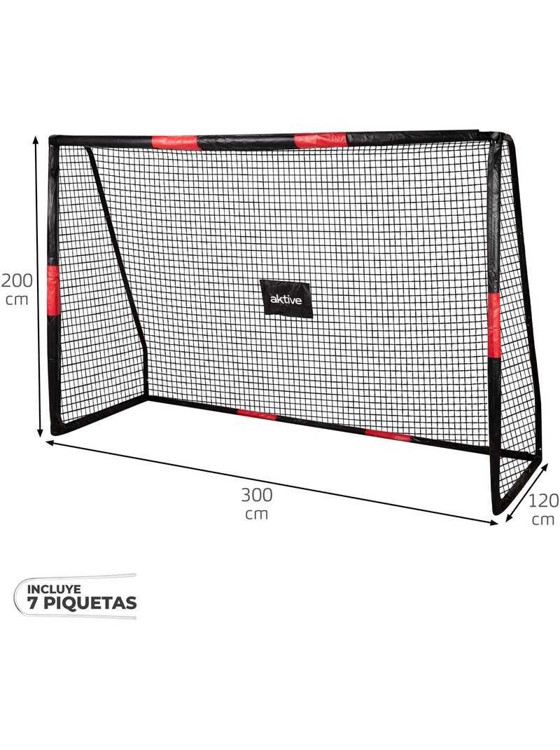 Aktive portería de fútbol 300x120x200 cm estructura con protección, red y piquetas N/D - Kiabi