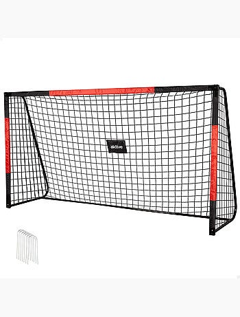 Aktive portería de fútbol 300x90x160 cm de acero con red resistente y 7 piquetas