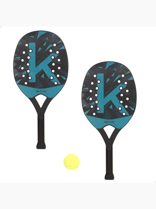 Aktive set 2 palas playa 22x32x47 cm con pelota y bolsa de red - Kiabi