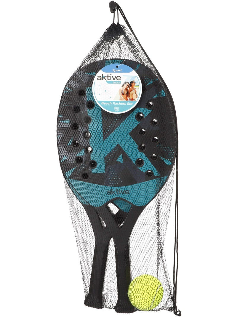 Aktive set 2 palas playa 22x32x47 cm con pelota y bolsa de red N/D - Kiabi