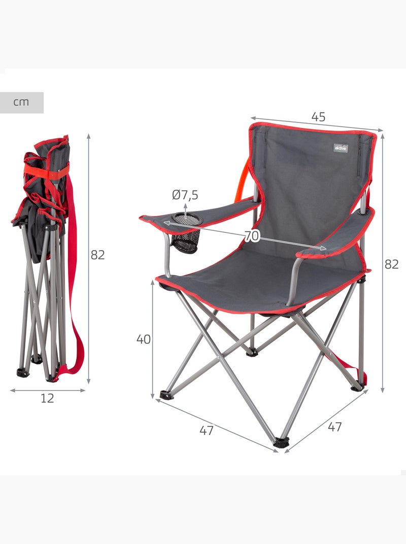 Aktive silla de camping plegable con asa 47x47x82 cm Gris - Kiabi