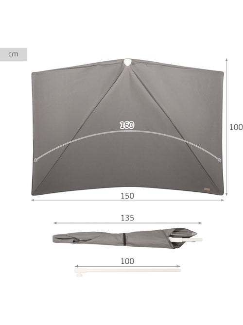 Aktive Sombrilla de pared rectangular 160x100 cm - Kiabi