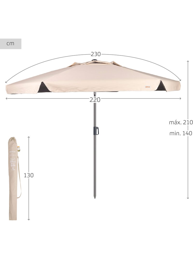 Aktive Sombrilla grande jardín antiviento hexagonal inclinable marfil 230 cm UV50 Crema - Kiabi