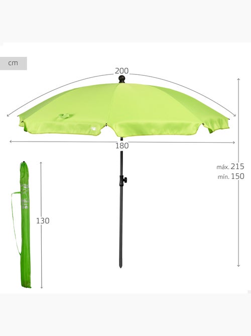 Aktive sombrilla playa 8 varillas 200 cm verde - Kiabi
