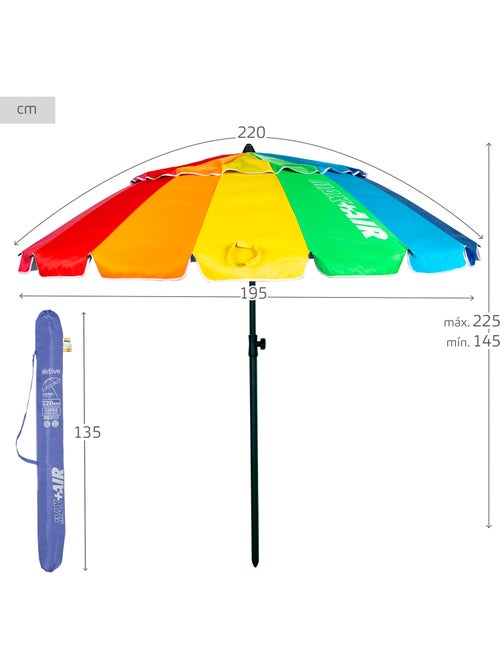 Aktive sombrilla playa antiviento 16 varillas 220 cm multicolor - Kiabi