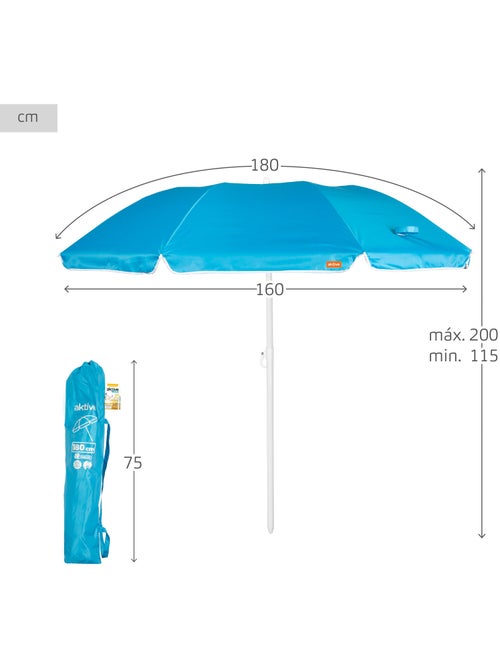 Aktive sombrilla playa plegable compacta 8 varillas 180 cm azul - Kiabi