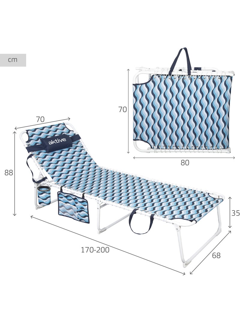 Aktive tumbona playa multiposición 200x70x88 cm azul Azul - Kiabi