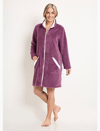 Albornoz corto con cremallera y cuello de felpa - Afibel