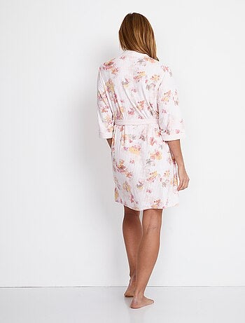 Albornoz corto cruzado de punto acanalado estampado - Afibel