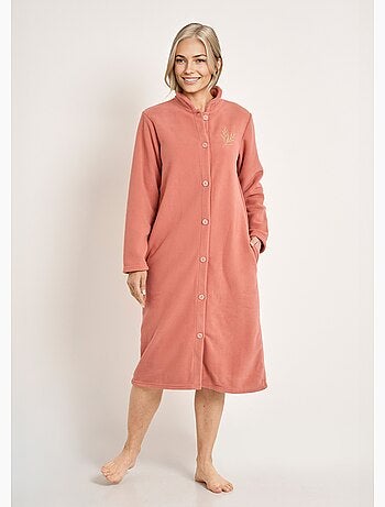 Albornoz de felpa abotonado con cuello alto, largo 115 cm - Afibel