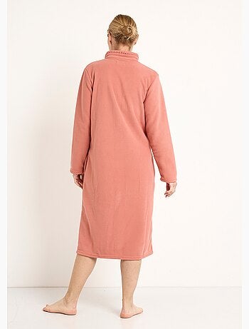 Albornoz de felpa abotonado con cuello alto, largo 115 cm - Afibel