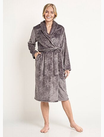 Albornoz de polar con cuello chal y tacto afelpado, largo 120 cm - Afibel