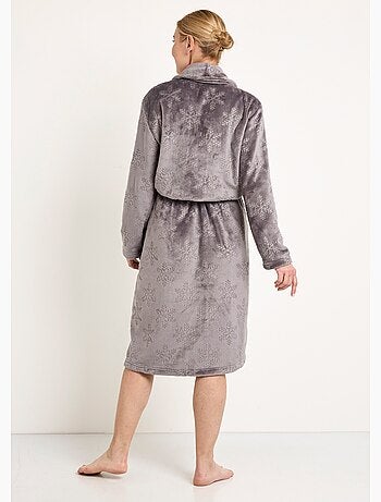 Albornoz de polar con cuello chal y tacto afelpado, largo 120 cm - Afibel