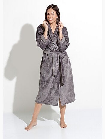 Albornoz de polar con cuello chal y tacto afelpado, largo 120 cm - Afibel