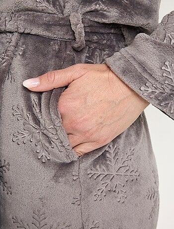 Albornoz de polar con cuello chal y tacto afelpado, largo 120 cm - Afibel