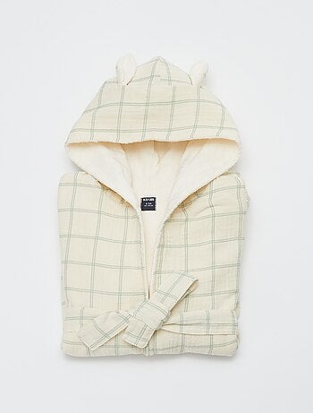 Albornoz de rizo y gasa de algodón - Kiabi Home