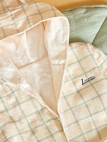 Albornoz de rizo y gasa de algodón - Kiabi Home