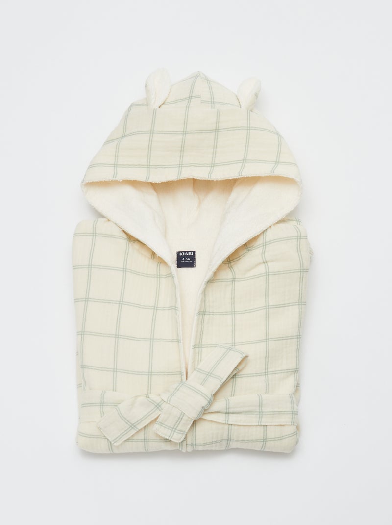 Albornoz de rizo y gasa de algodón - Kiabi Home BEIGE - Kiabi