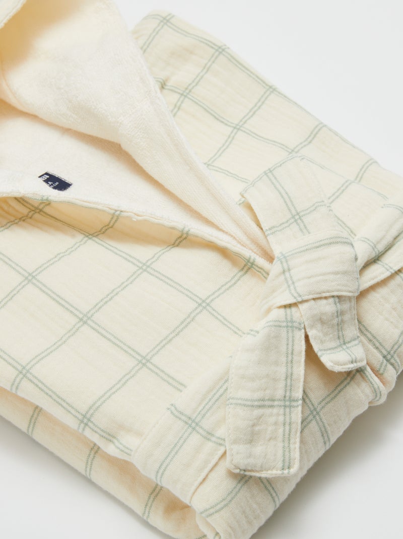 Albornoz de rizo y gasa de algodón - Kiabi Home BEIGE - Kiabi