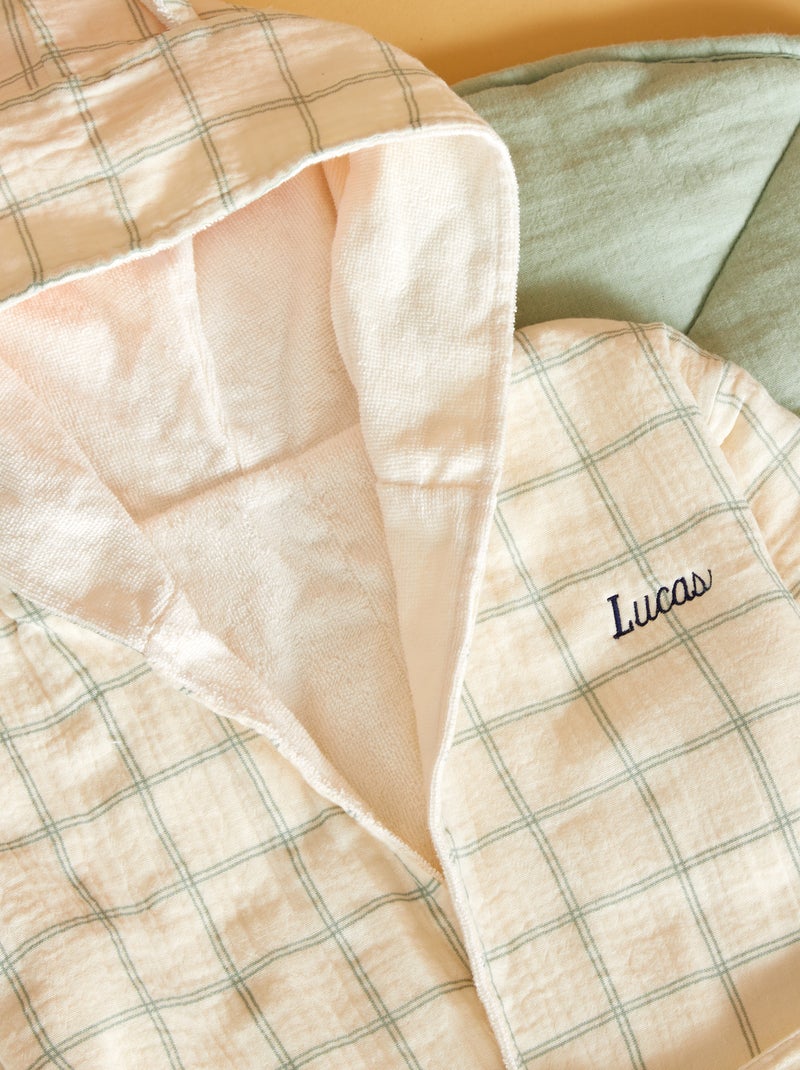 Albornoz de rizo y gasa de algodón - Kiabi Home BEIGE - Kiabi