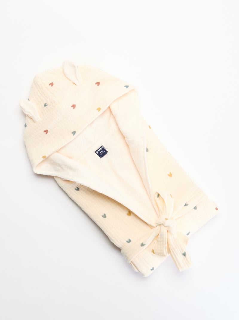 Albornoz de rizo y gasa de algodón - Kiabi Home Beige - Kiabi