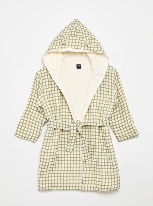 Albornoz de rizo y gasa de algodón - Kiabi Home - Kiabi