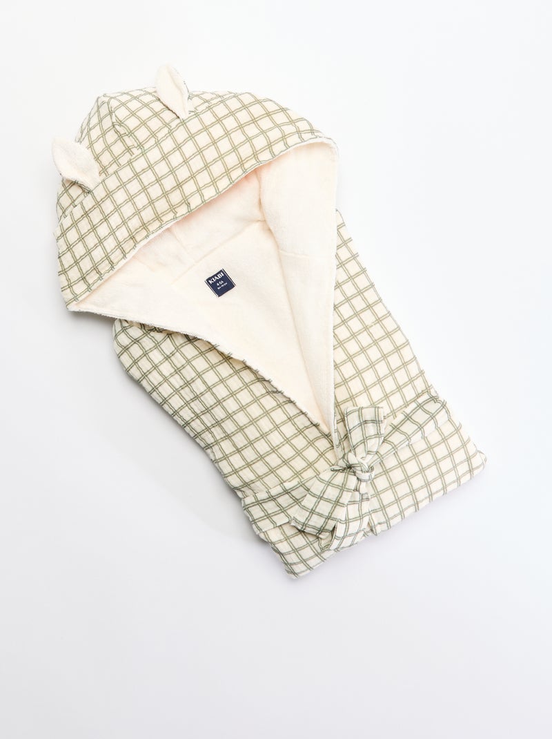 Albornoz de rizo y gasa de algodón - Kiabi Home Kaki - Kiabi