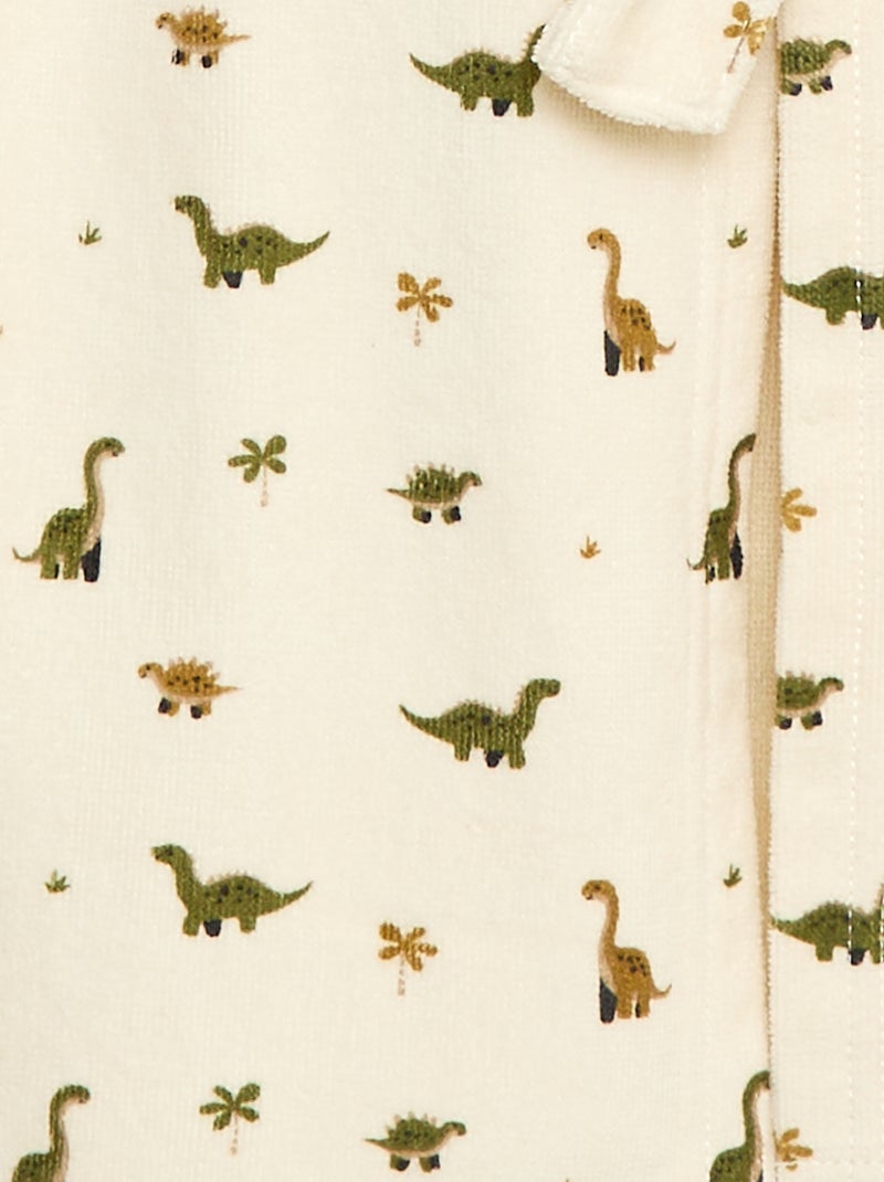 Albornoz estampado de felpa de algodón Beige - Kiabi