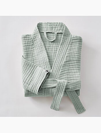Albornoz kimono unisex de cuádruple gasa de algodón 220 g/m²