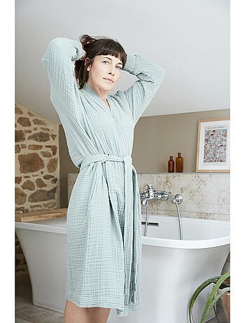 Albornoz kimono unisex de cuádruple gasa de algodón 220 g/m²
