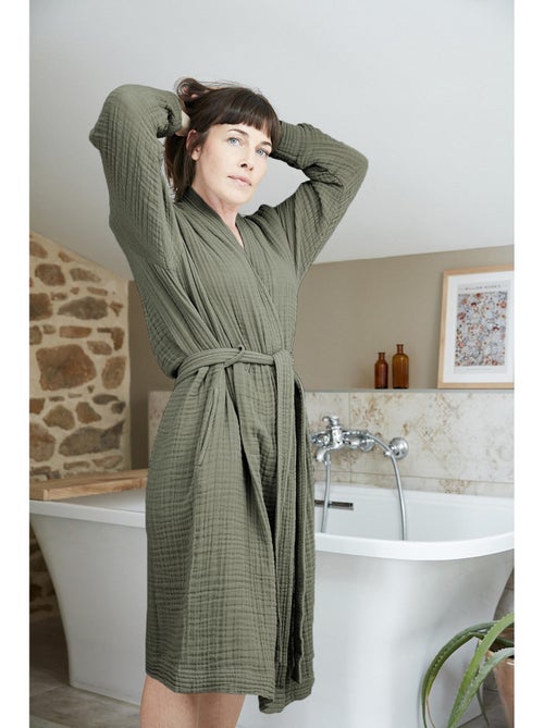 Albornoz kimono unisex de cuádruple gasa de algodón 220 g/m² - Kiabi Albornoz kimono unisex de cuádruple gasa de algodón 220 g/m² - Kiabi