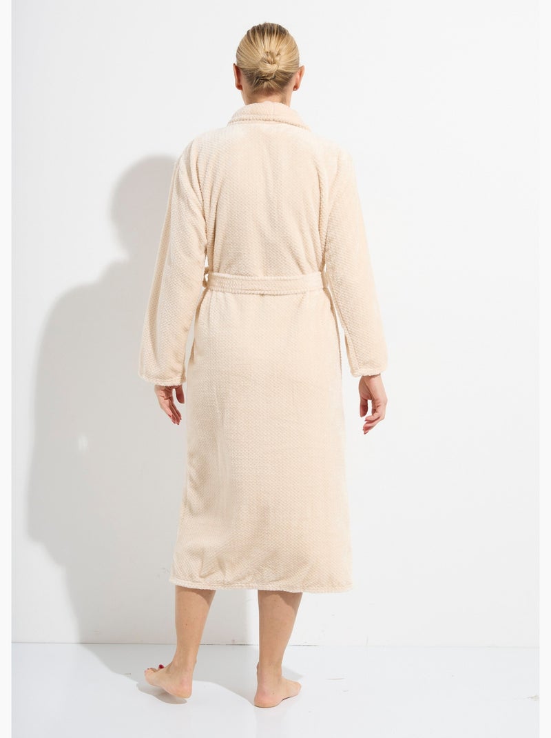 Albornoz largo de forro polar de lujo - AFIBEL Marfil - Kiabi