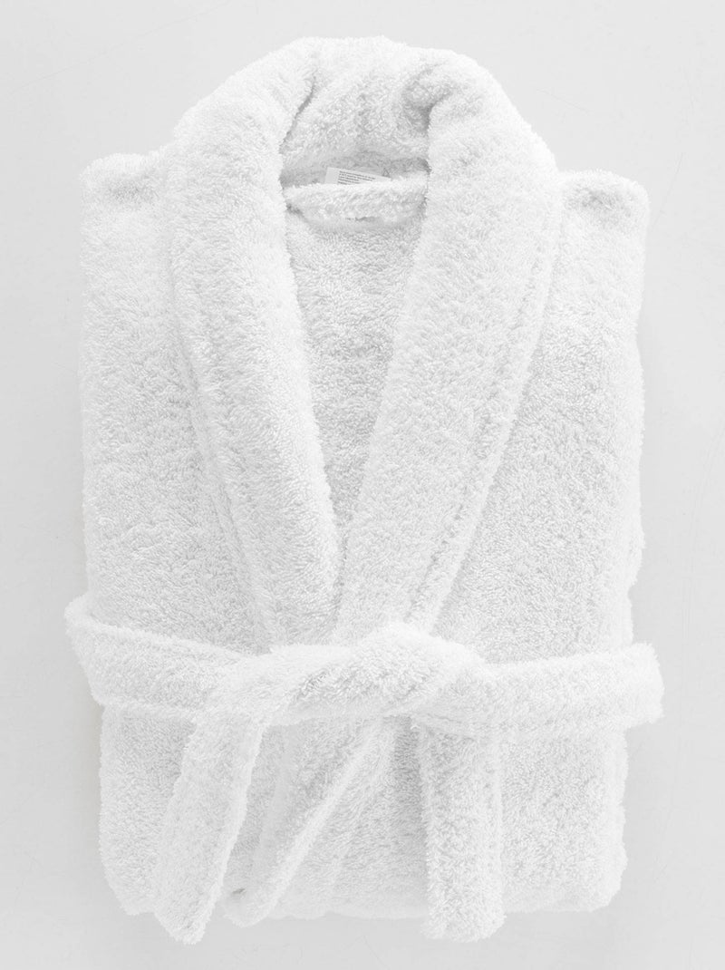 Albornoz liso con cuello chal Blanco - Kiabi