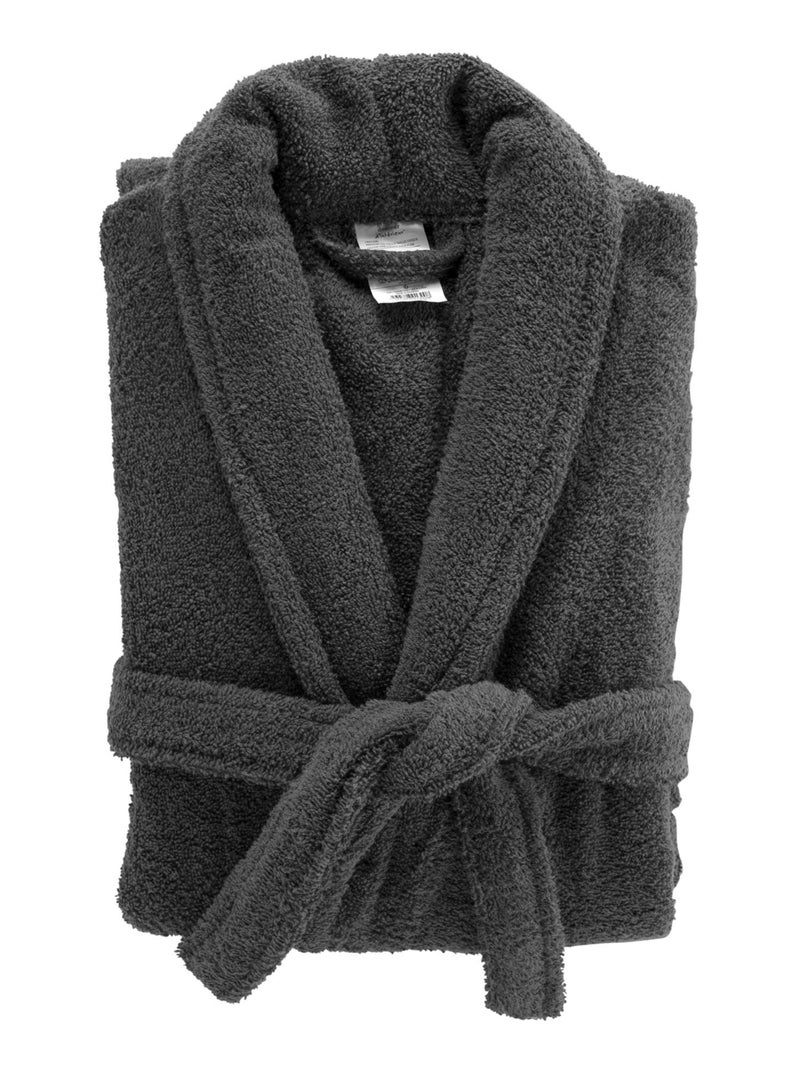 Albornoz liso con cuello chal Gris antracita - Kiabi