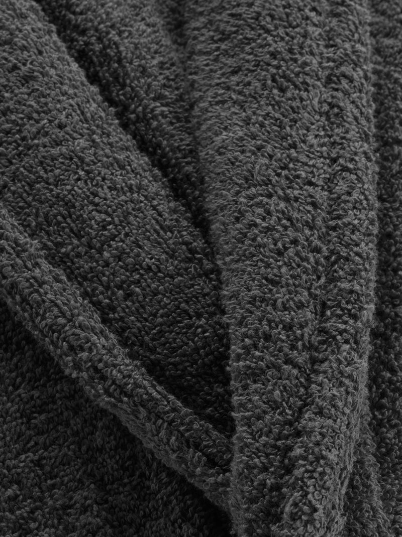 Albornoz liso con cuello chal Gris antracita - Kiabi