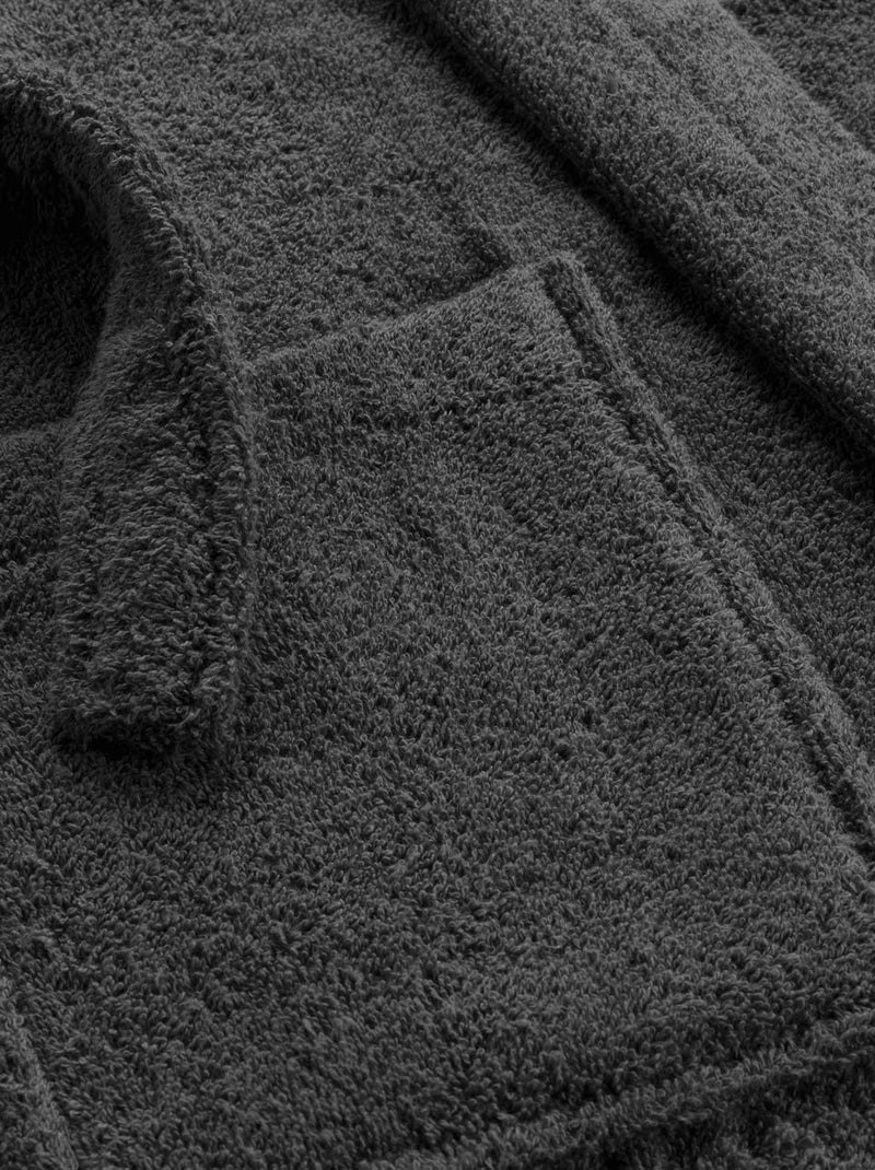 Albornoz liso con cuello chal Gris antracita - Kiabi