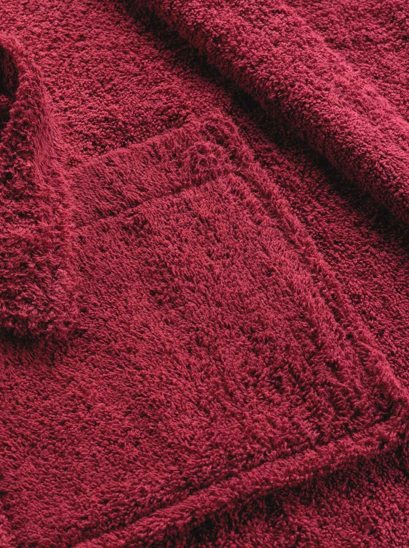 Albornoz liso con cuello chal Rojo - Kiabi