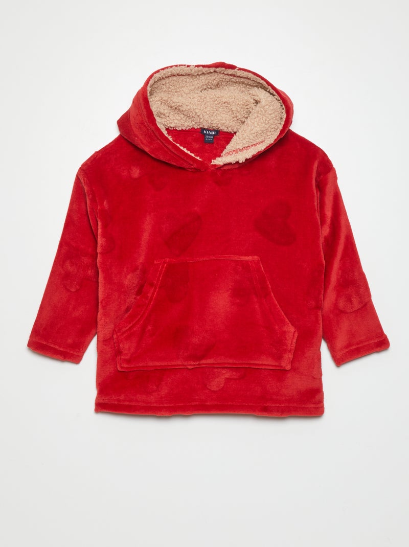 Albornoz sudadera con capucha 'corazones' ROJO - Kiabi