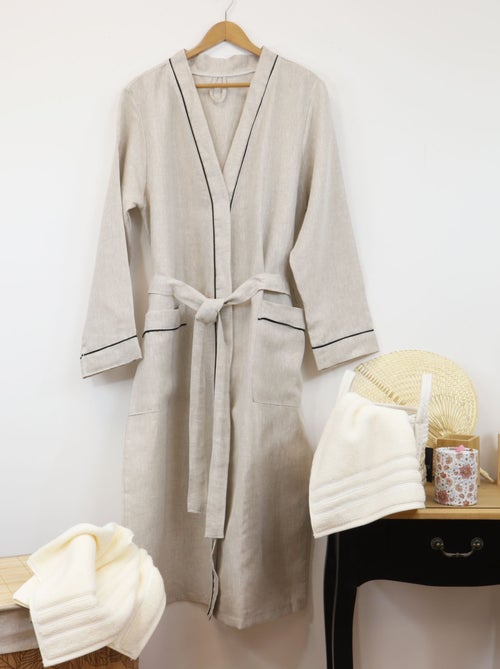 Albornoz unisex 100% lino natural - Kiabi Albornoz unisex 100% lino natural - Kiabi