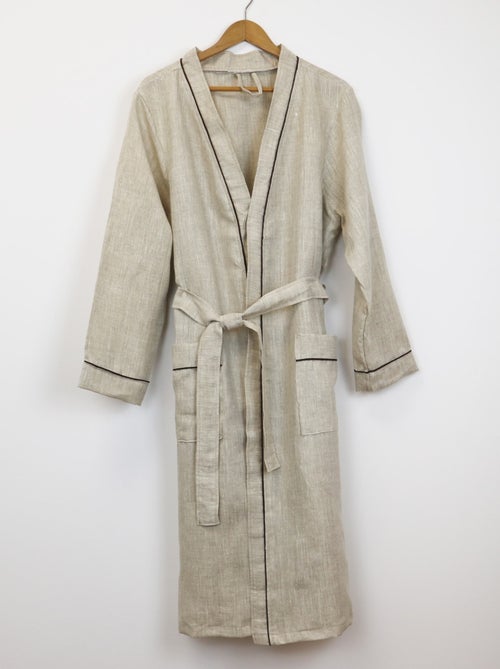 Albornoz unisex 100% lino natural - Kiabi Albornoz unisex 100% lino natural - Kiabi