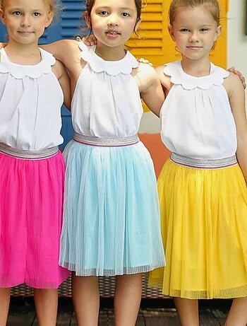 alda tutú de verano para niña | Tul rosa fucsia | CLOCHETTE