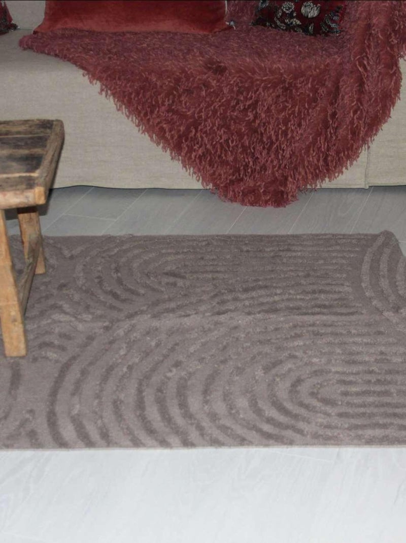 Alfombra con relieve de círculos curvos Taupe - Kiabi