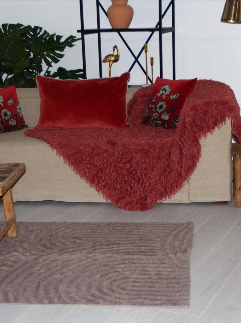 Alfombra con relieve de círculos curvos Taupe - Kiabi