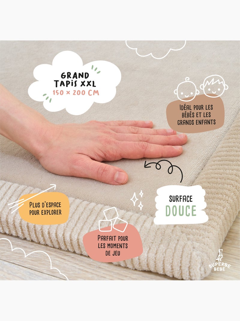Alfombra de actividades y juego de espuma - 200x150x2,5 - Cocoon Plus | SUPERBE BEBE Beige - Kiabi