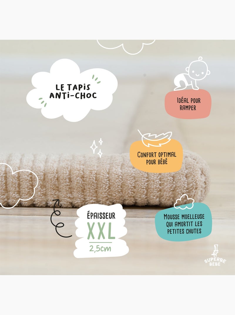 Alfombra de actividades y juego de espuma - 200x150x2,5 - Cocoon Plus | SUPERBE BEBE Beige - Kiabi