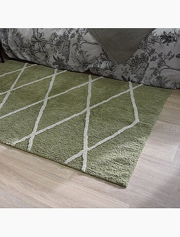 Alfombra de algodón con efecto bereber BALTE Future Home 100 x 150 cm caqui
