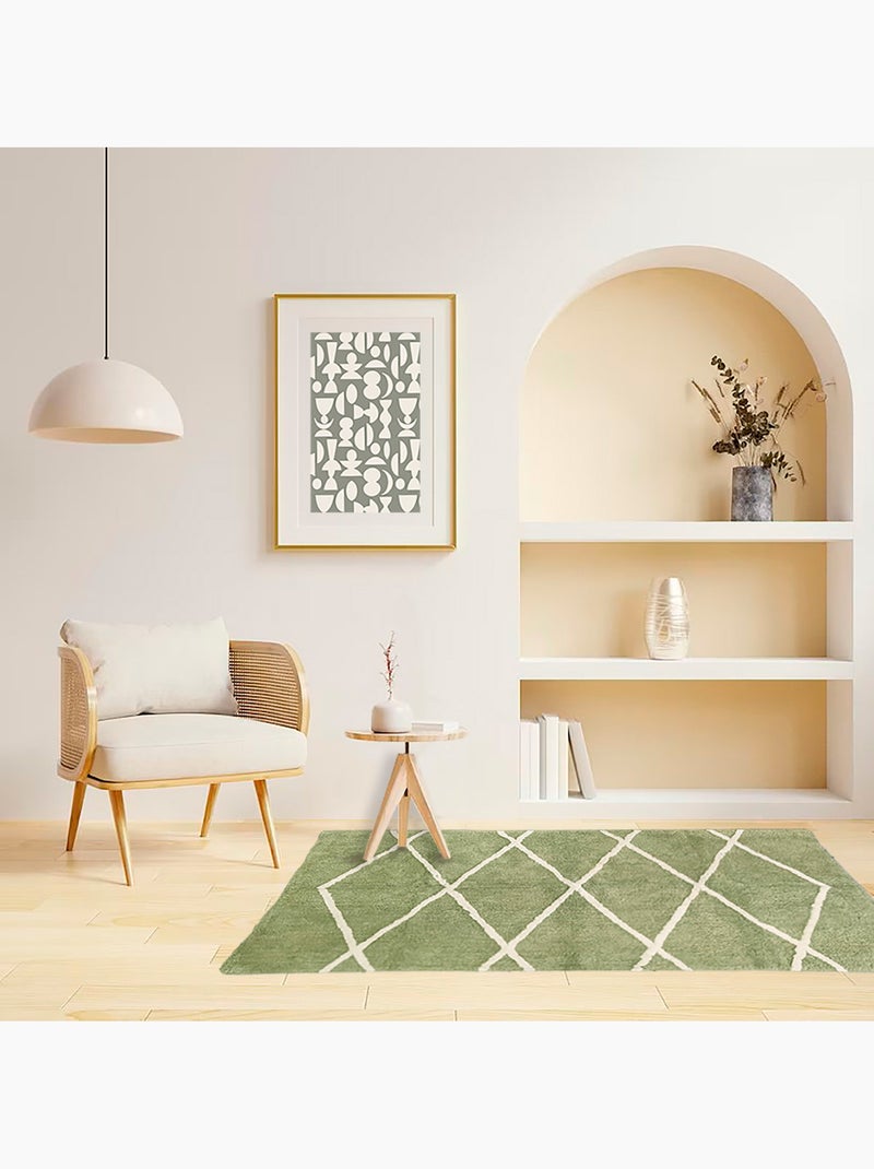 Alfombra de algodón con efecto bereber BALTE Future Home 100 x 150 cm caqui Caqui - Kiabi